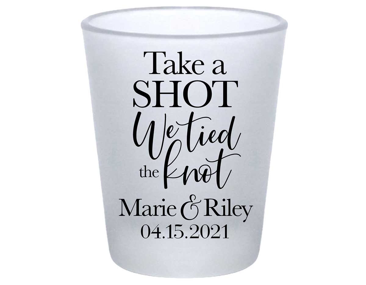 Take A Shot We Tied The Knot 2A Standard 1.75oz Frosted Shot Glasses Rustic Wedding Gifts for Guests