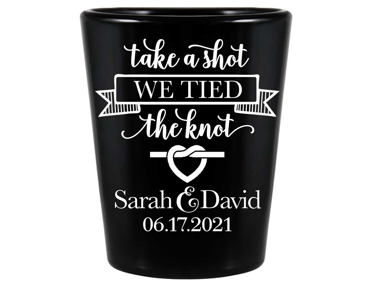 Take A Shot We Tied The Knot 4A Standard 1.5oz Black Shot Glasses Rustic Wedding Gifts for Guests