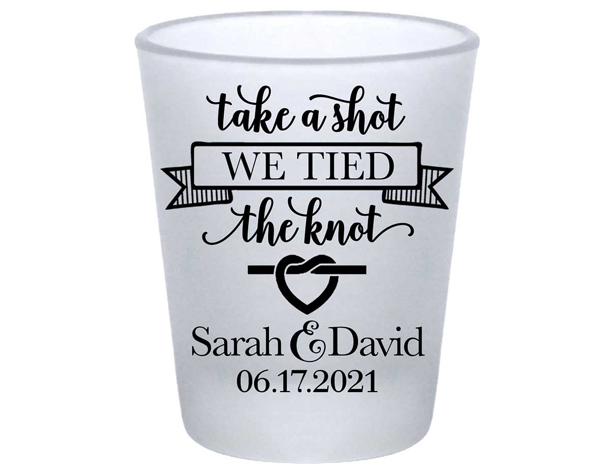 Take A Shot We Tied The Knot 4A Standard 1.75oz Frosted Shot Glasses Rustic Wedding Gifts for Guests