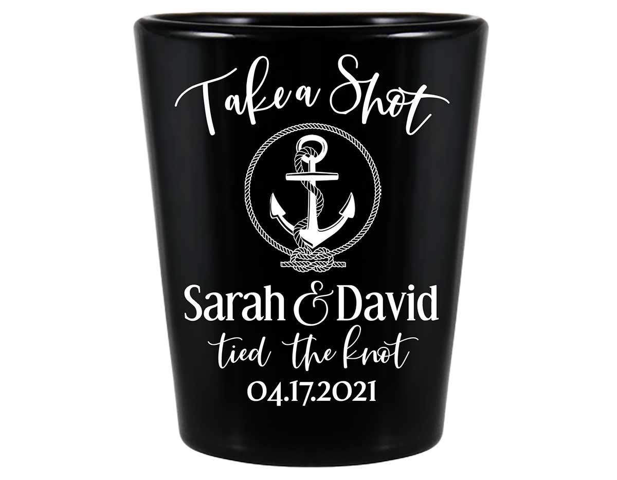 Take A Shot We Tied The Knot 5A Standard 1.5oz Black Shot Glasses Rustic Wedding Gifts for Guests