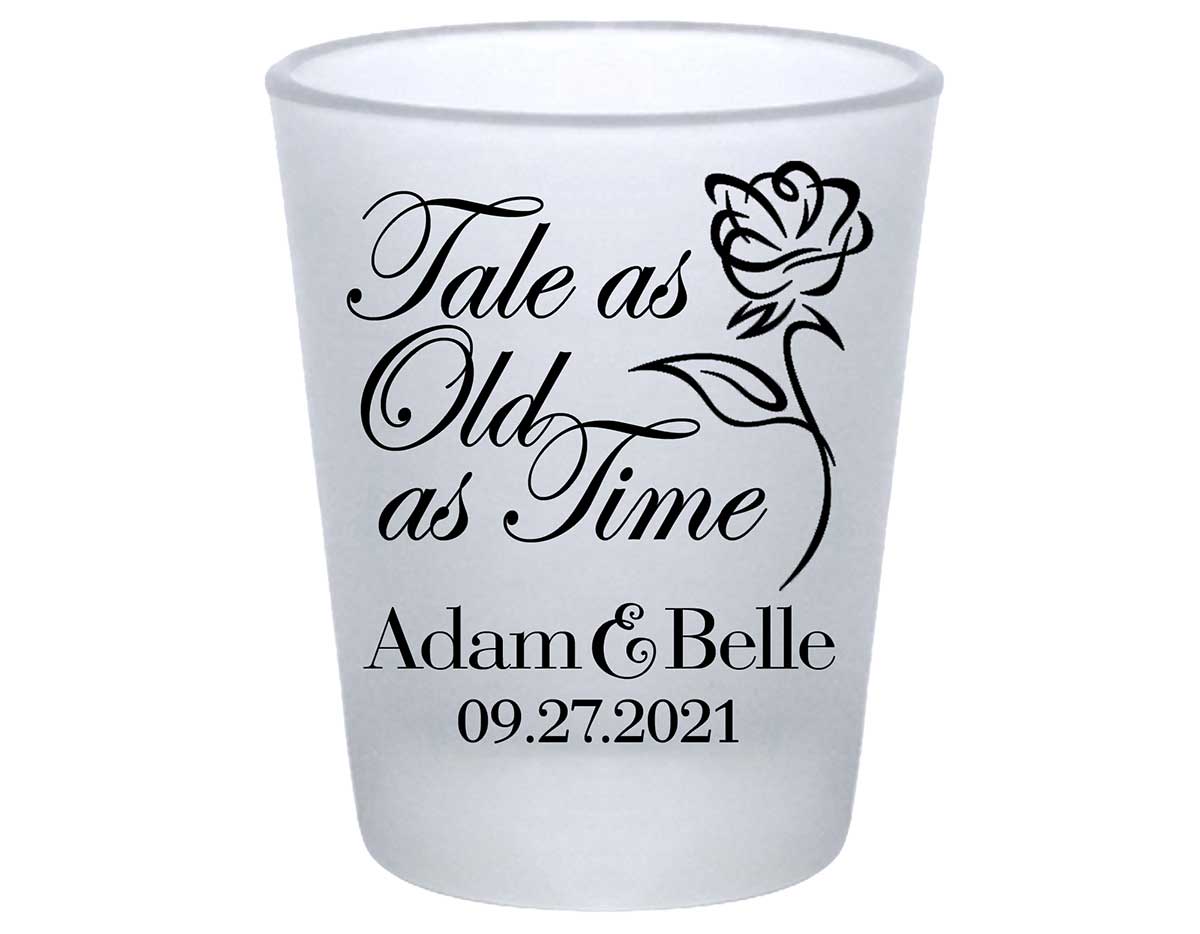 Tale As Old As Time 1A Standard 1.75oz Frosted Shot Glasses Beauty and The Beast Wedding Gifts for Guests