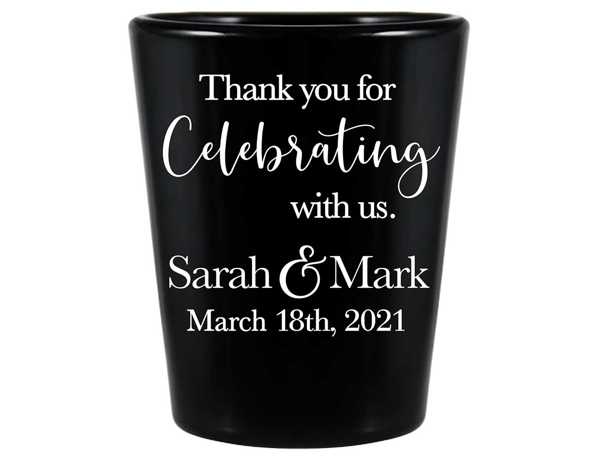 Thank You For Celebrating With Us 1A Standard 1.5oz Black Shot Glasses Thank You Wedding Gifts for Guests
