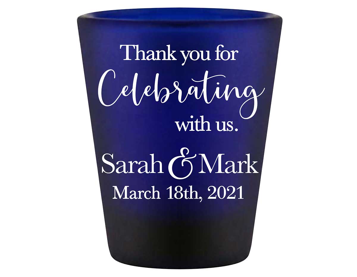 Thank You For Celebrating With Us 1A Standard 1.5oz Blue Shot Glasses Thank You Wedding Gifts for Guests