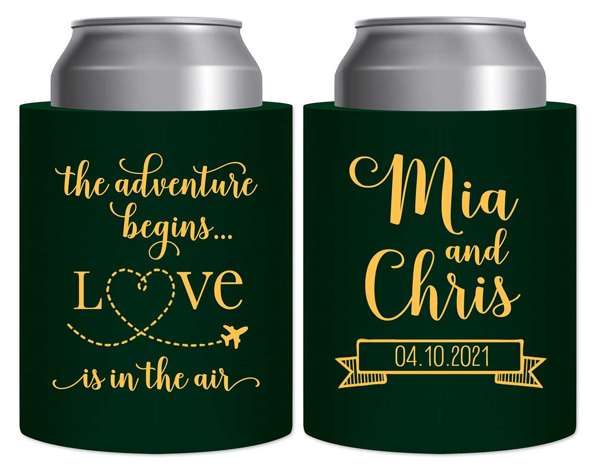 The Adventure Begins 1A Love Is In The Air Thick Foam Can Koozies Destination Wedding Gifts for Guests