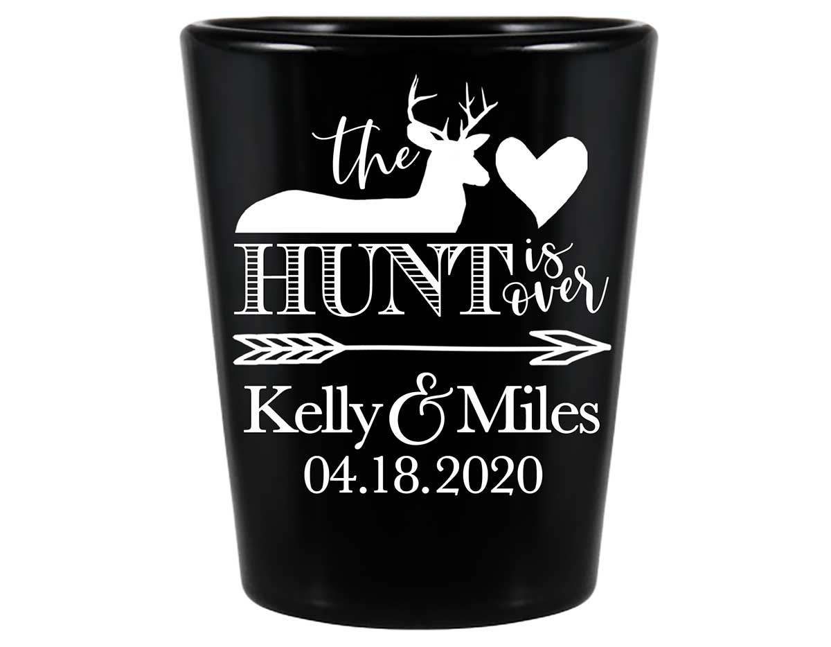 The Hunt Is Over 1A Standard 1.5oz Black Shot Glasses Country Wedding Gifts for Guests