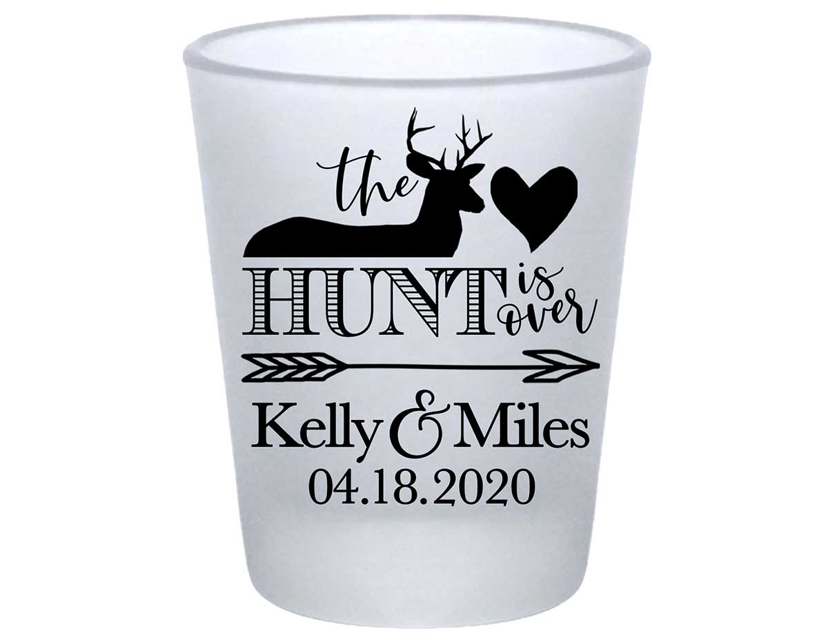 The Hunt Is Over 1A Standard 1.75oz Frosted Shot Glasses Country Wedding Gifts for Guests