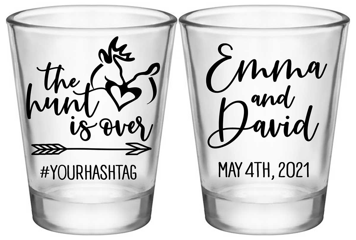 The Hunt Is Over 2A2 Standard 1.75oz Clear Shot Glasses Country Wedding Gifts for Guests