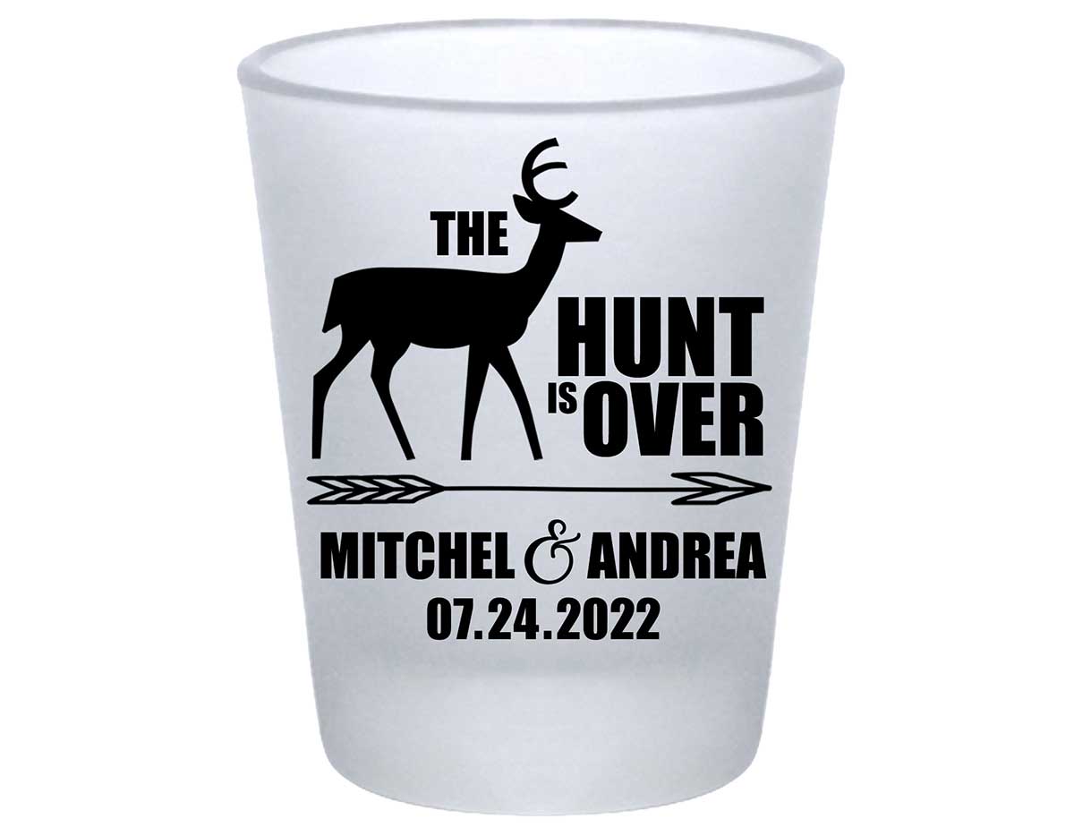 The Hunt Is Over 3A Standard 1.75oz Frosted Shot Glasses Country Wedding Gifts for Guests