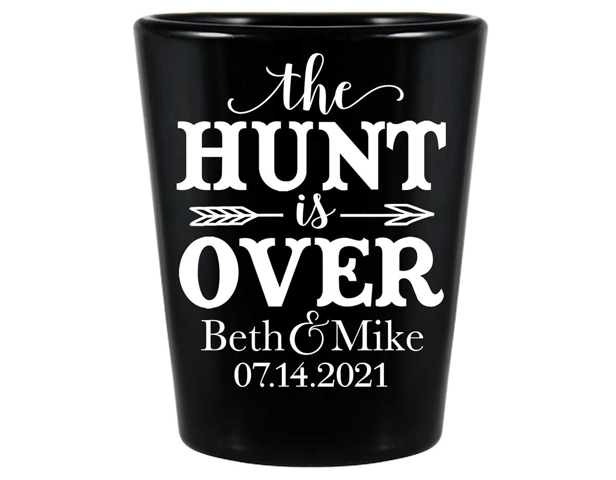 The Hunt Is Over 4A Standard 1.5oz Black Shot Glasses Country Wedding Gifts for Guests