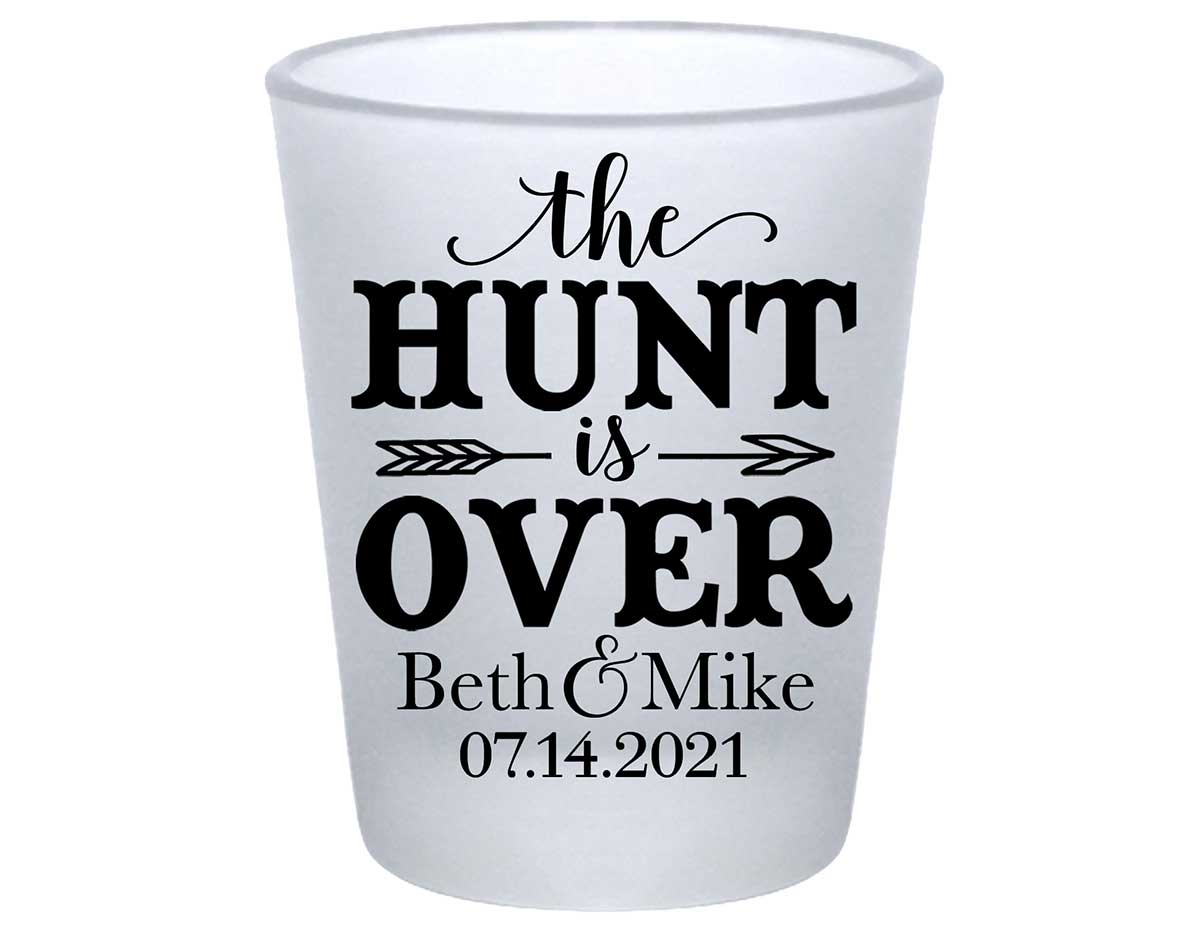 The Hunt Is Over 4A Standard 1.75oz Frosted Shot Glasses Country Wedding Gifts for Guests