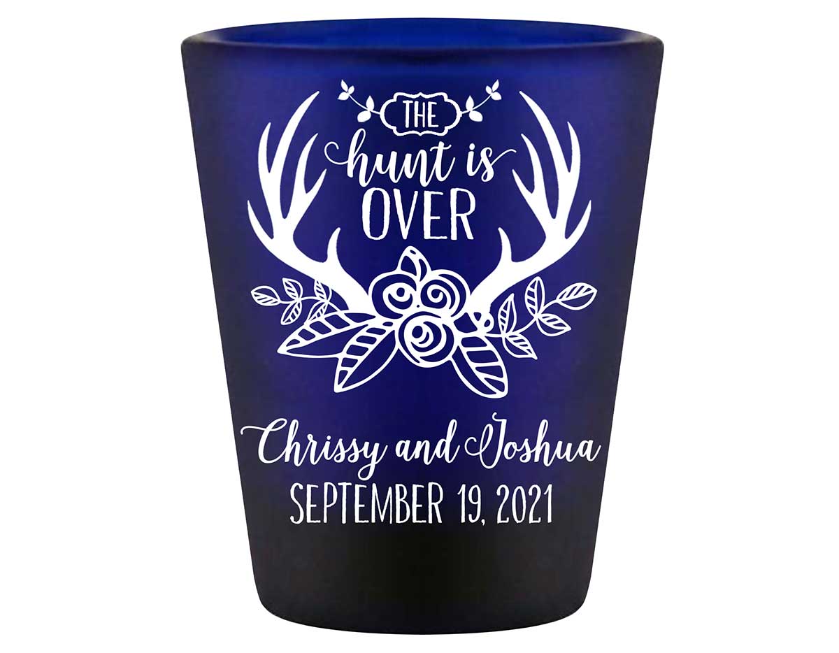 The Hunt Is Over 5A Standard 1.5oz Blue Shot Glasses Country Wedding Gifts for Guests