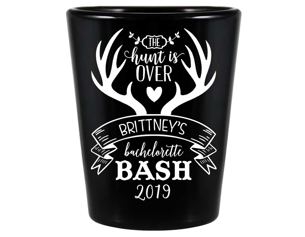The Hunt Is Over Bachelorette 1A Standard 1.5oz Black Shot Glasses Country Bachelorette Party Gifts for Guests