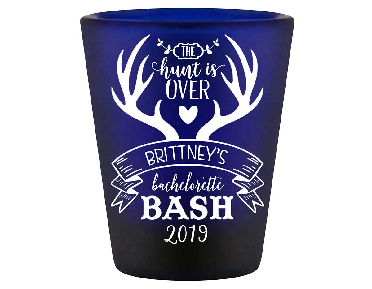 The Hunt Is Over Bachelorette 1A Standard 1.5oz Blue Shot Glasses Country Bachelorette Party Gifts for Guests