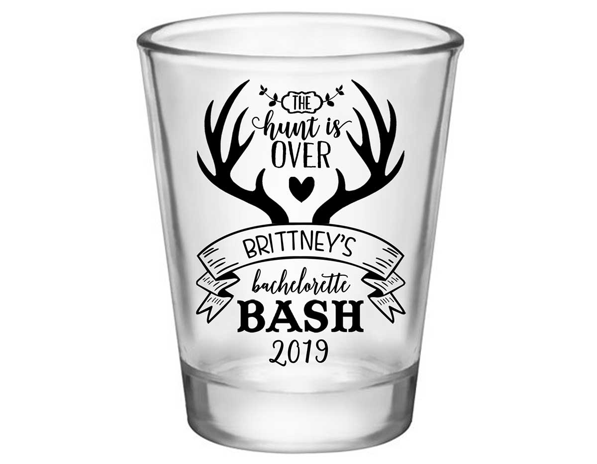 The Hunt Is Over Bachelorette 1A Standard 1.75oz Clear Shot Glasses Country Bachelorette Party Gifts for Guests