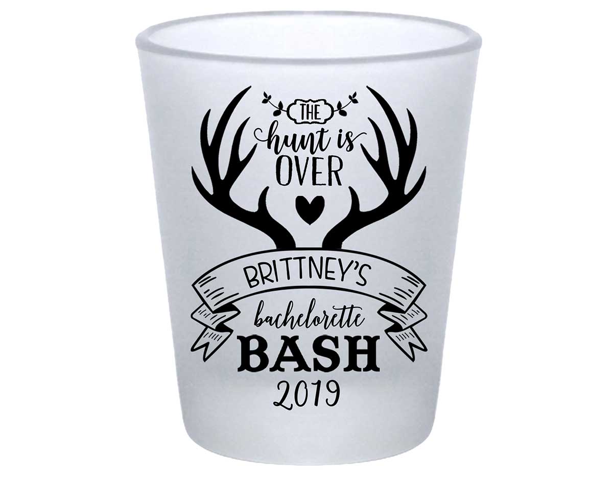 The Hunt Is Over Bachelorette 1A Standard 1.75oz Frosted Shot Glasses Country Bachelorette Party Gifts for Guests