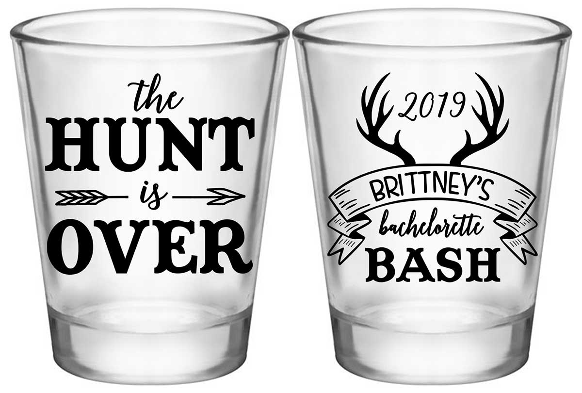 The Hunt Is Over Bachelorette 1A2 Standard 1.75oz Clear Shot Glasses Country Bachelorette Party Gifts for Guests