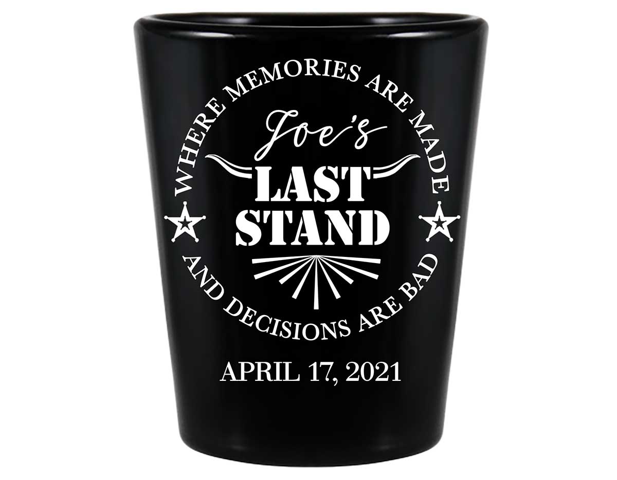 The Last Stand 1B Memories & Bad Decisions Standard 1.5oz Black Shot Glasses Funny Bachelor Party Gifts for Guests