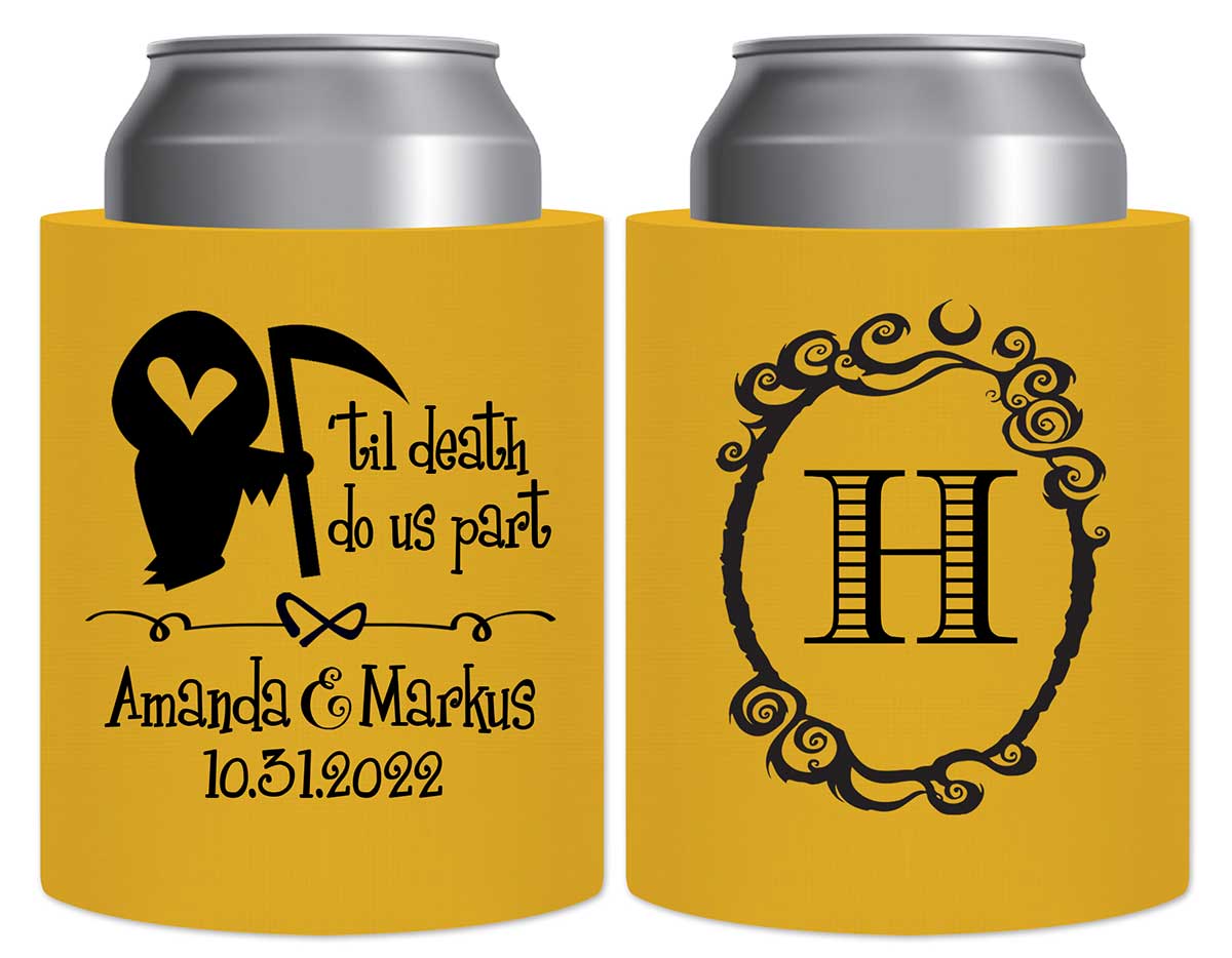 Til Death Do Us Part 1A Grim Reaper Thick Foam Can Koozies Halloween Wedding Gifts for Guests