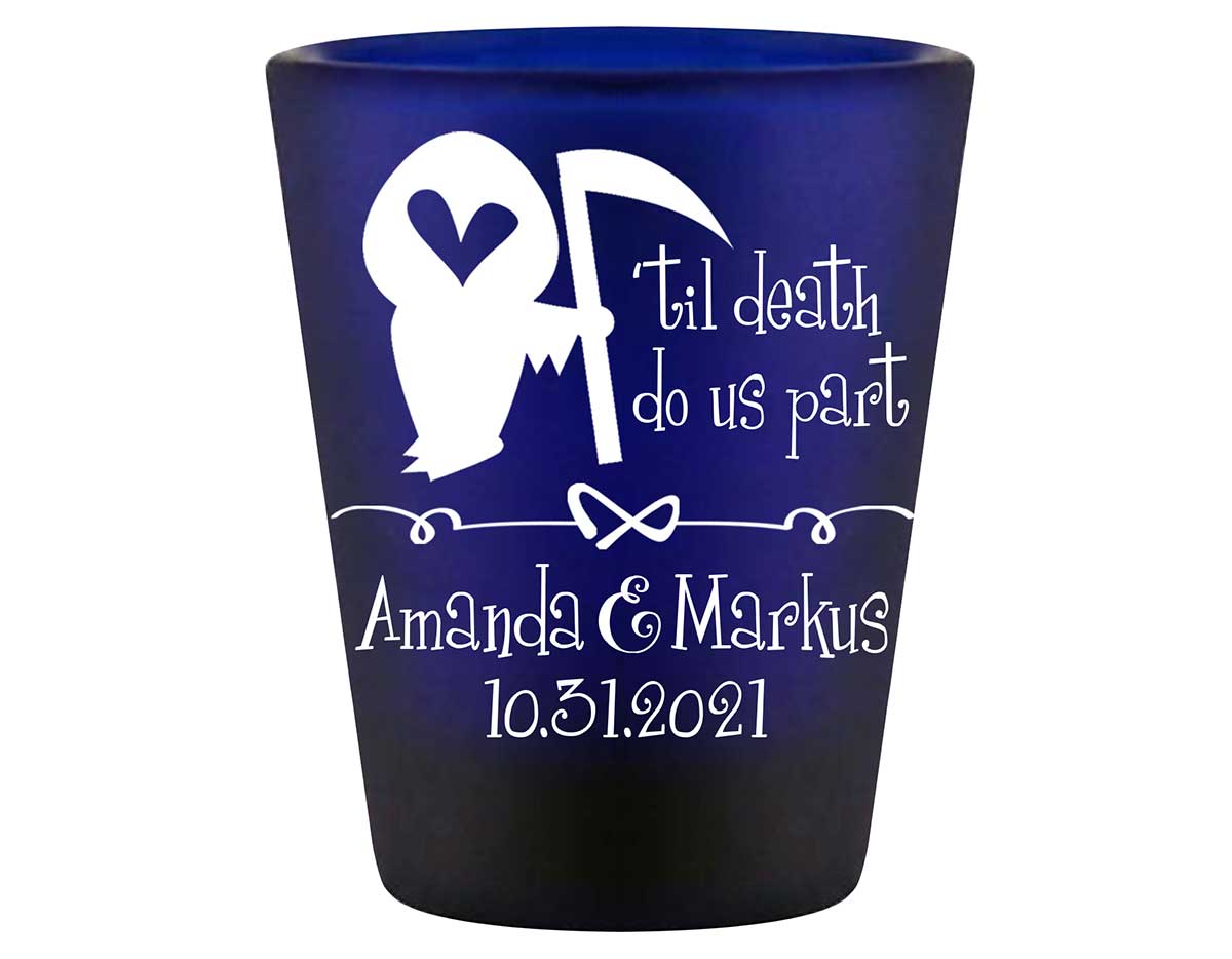 Til Death Do Us Part 1A Grim Reaper Standard 1.5oz Blue Shot Glasses Halloween Wedding Gifts for Guests