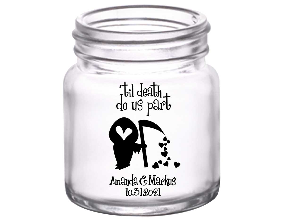 Til Death Do Us Part 1B Grim Reaper 2oz Mini Mason Shot Glasses Halloween Wedding Gifts for Guests