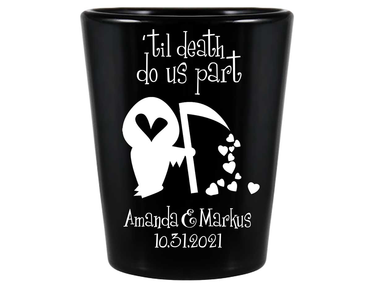 Til Death Do Us Part 1B Grim Reaper Standard 1.5oz Black Shot Glasses Halloween Wedding Gifts for Guests