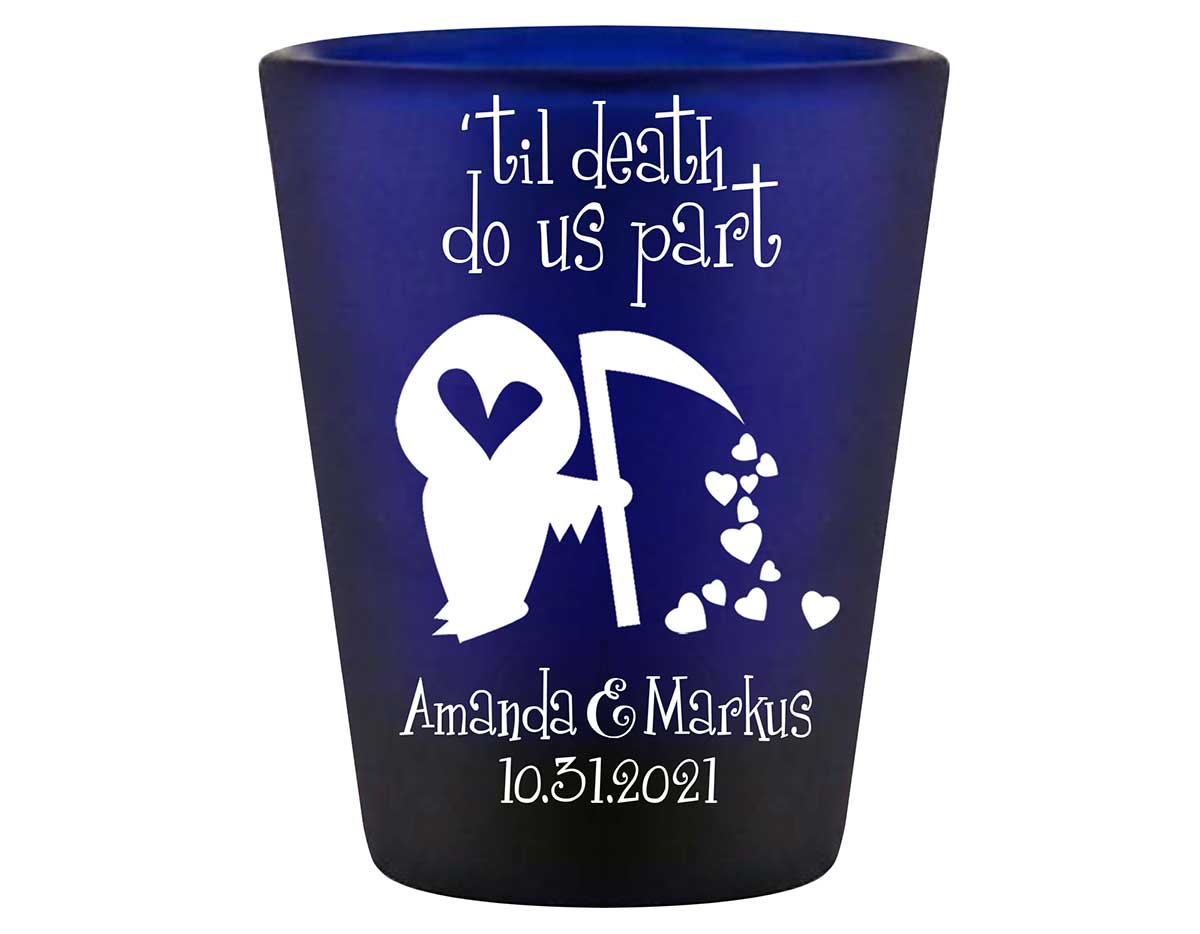 Til Death Do Us Part 1B Grim Reaper Standard 1.5oz Blue Shot Glasses Halloween Wedding Gifts for Guests