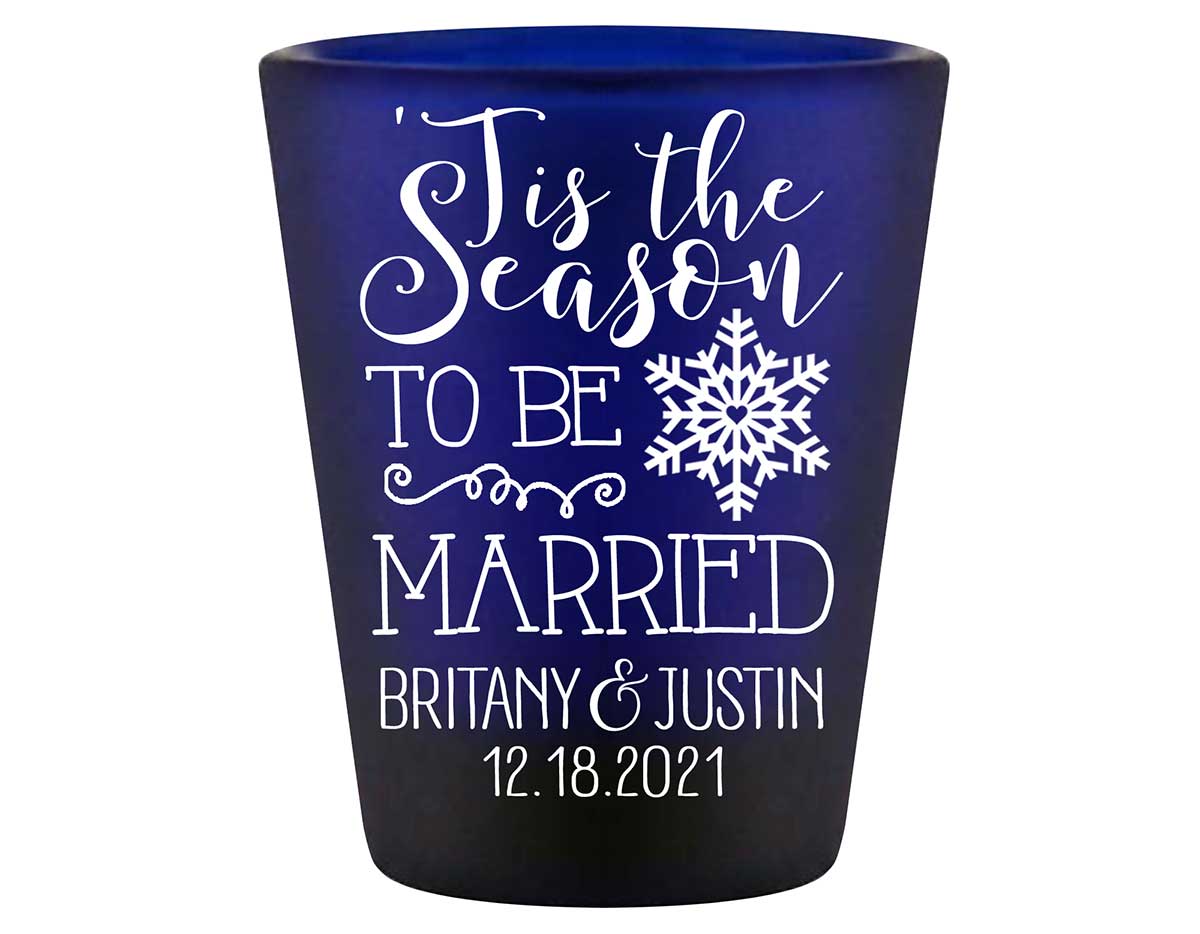 Tis The Season To Be Married 1A Standard 1.5oz Blue Shot Glasses Christmas Wedding Gifts for Guests