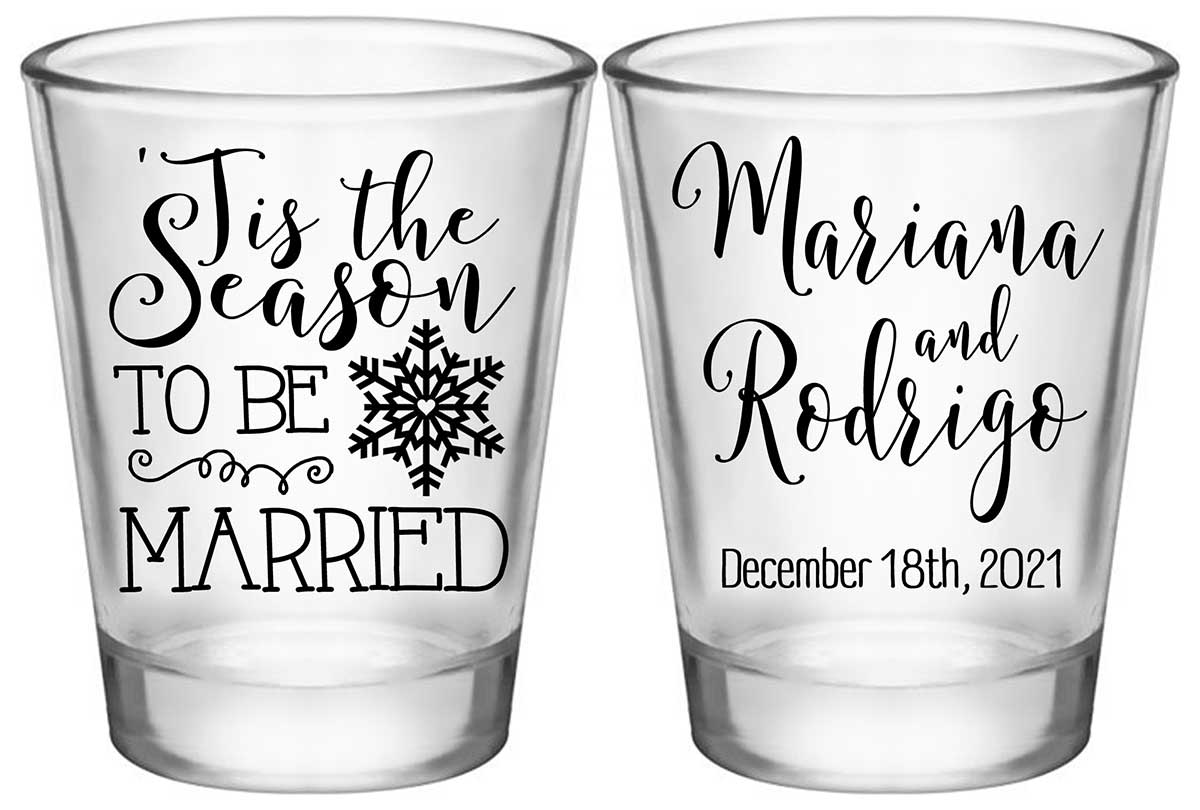 Tis The Season To Be Married 1A2 Standard 1.75oz Clear Shot Glasses Christmas Wedding Gifts for Guests