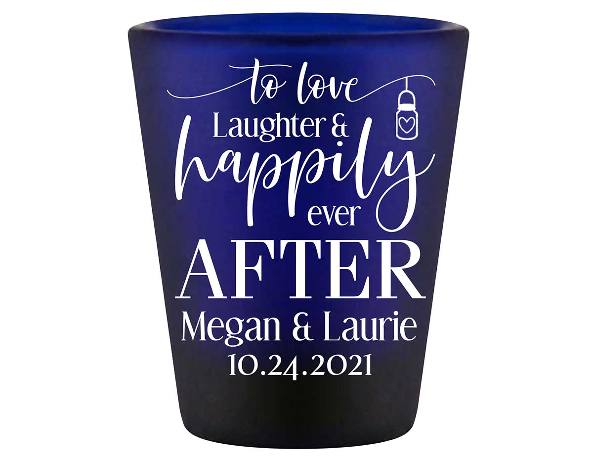 To Love Laughter & Happily Ever After 4A Standard 1.5oz Blue Shot Glasses Fairytale Wedding Gifts for Guests