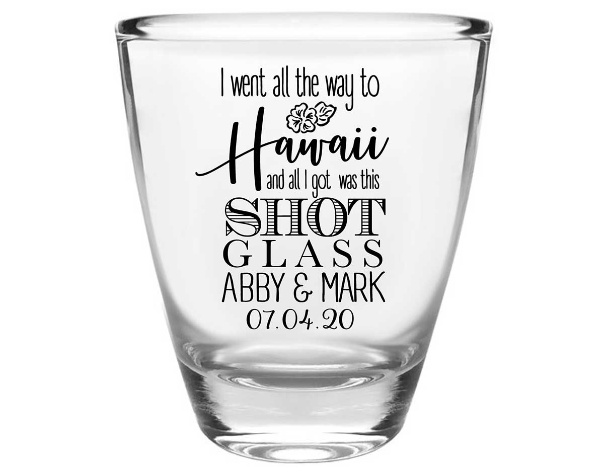 Tropical Floral Love 1A Any Location Clear 1oz Round Barrel Shot Glasses Beach Wedding Gifts for Guests