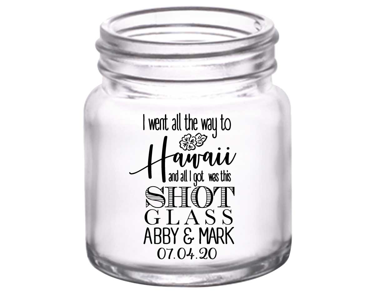 Tropical Floral Love 1A Any Location 2oz Mini Mason Shot Glasses Beach Wedding Gifts for Guests