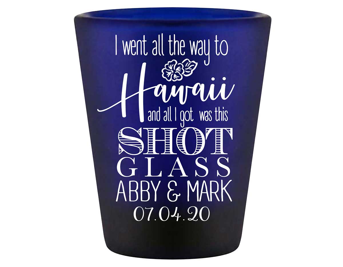 Tropical Floral Love 1A Any Location Standard 1.5oz Blue Shot Glasses Beach Wedding Gifts for Guests