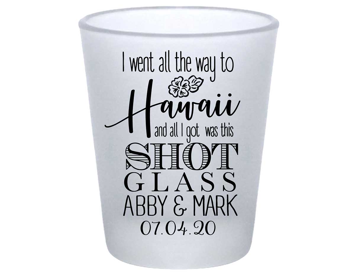 Tropical Floral Love 1A Any Location Standard 1.75oz Frosted Shot Glasses Beach Wedding Gifts for Guests