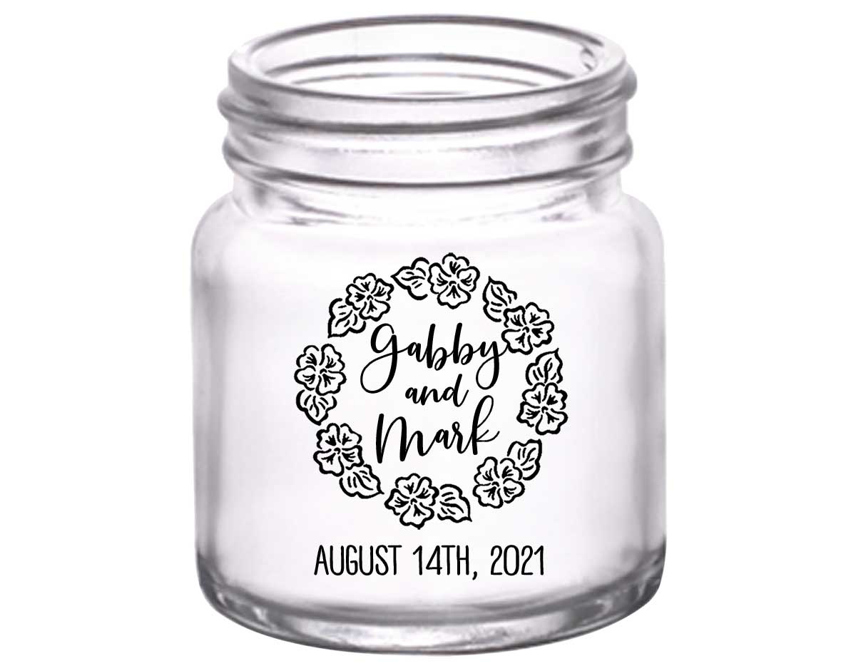 Tropical Floral Love 1B 2oz Mini Mason Shot Glasses Beach Wedding Gifts for Guests