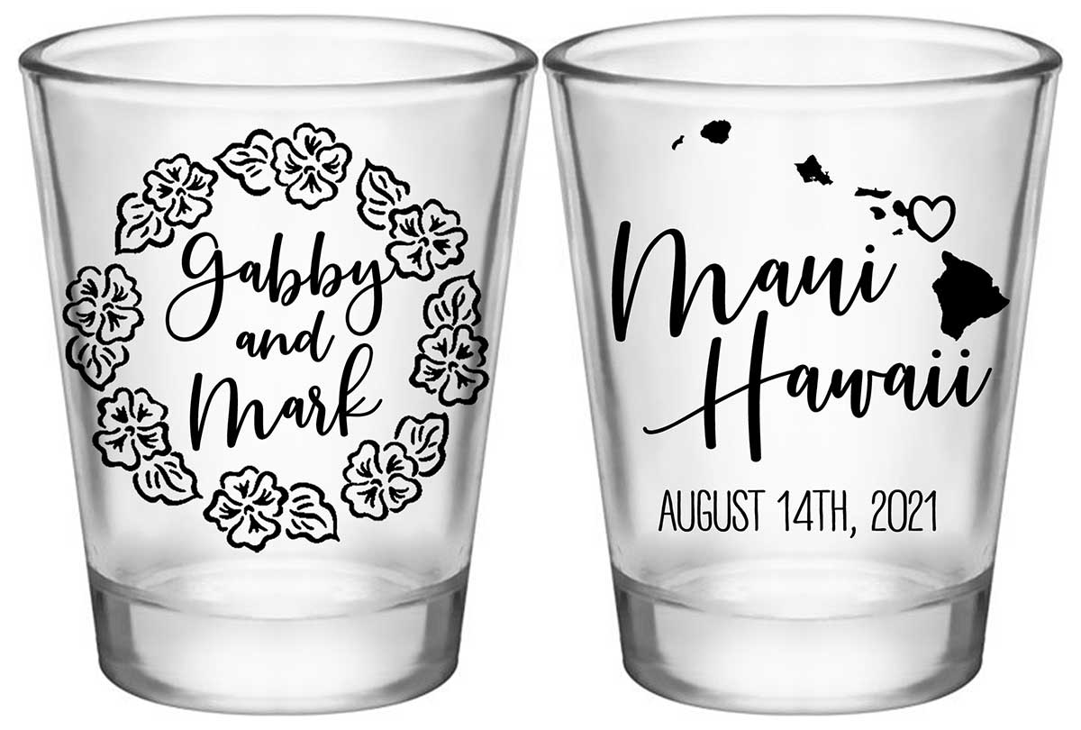 Tropical Floral Love 1B2 Any Location Standard 1.75oz Clear Shot Glasses Destination Wedding Gifts for Guests