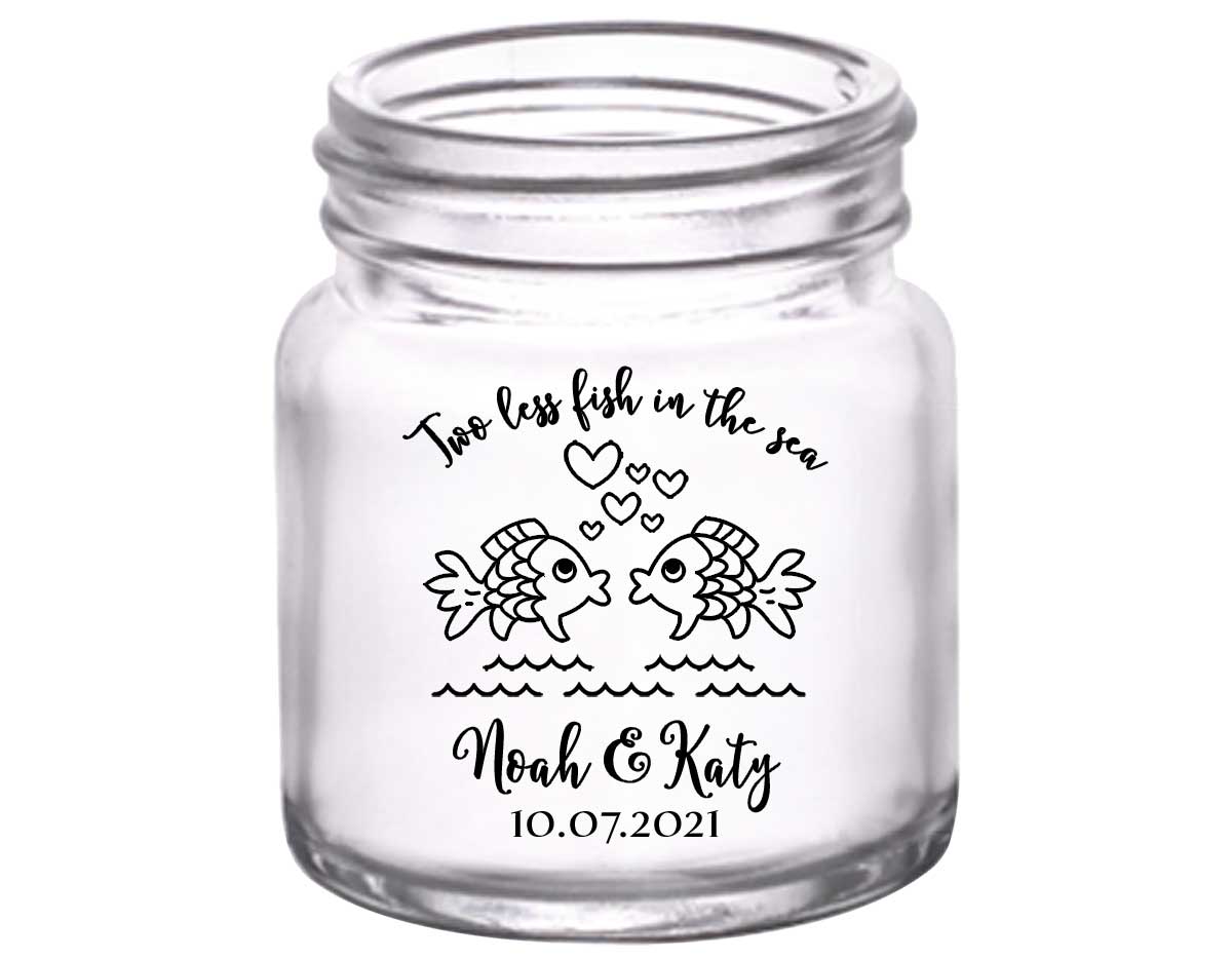 Two Less Fish In The Fish 1A 2oz Mini Mason Shot Glasses Nautical Wedding Gifts for Guests