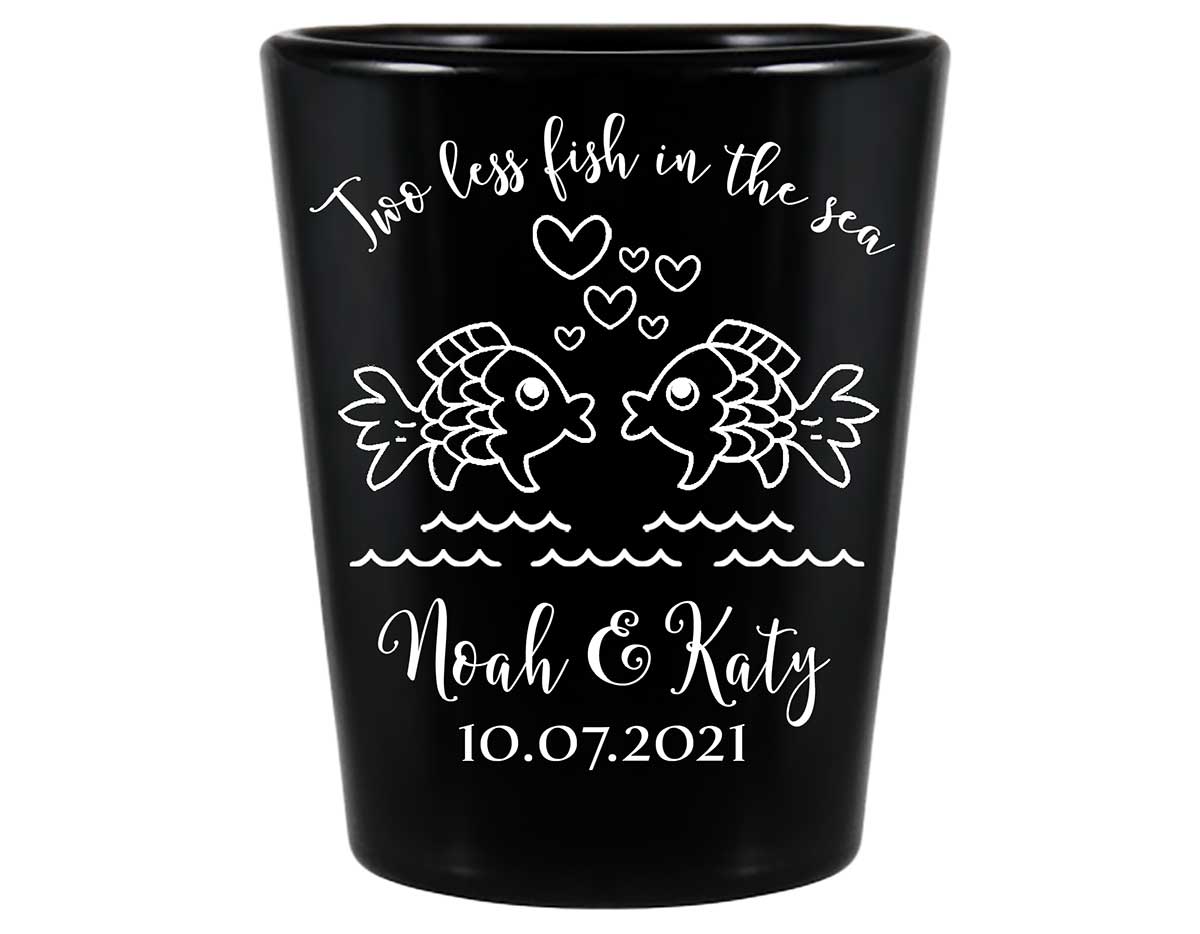 Two Less Fish In The Fish 1A Standard 1.5oz Black Shot Glasses Nautical Wedding Gifts for Guests