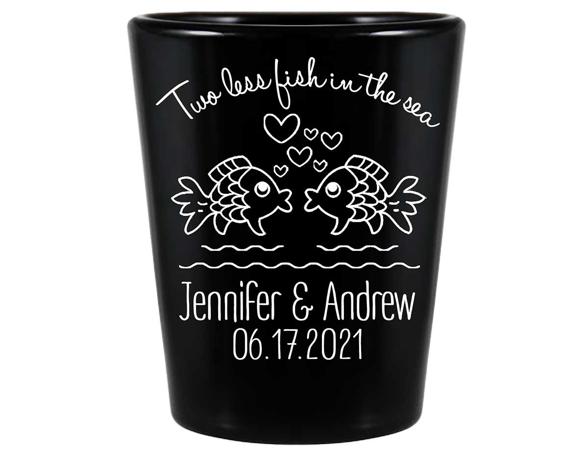 Two Less Fish In The Fish 1B Standard 1.5oz Black Shot Glasses Nautical Wedding Gifts for Guests