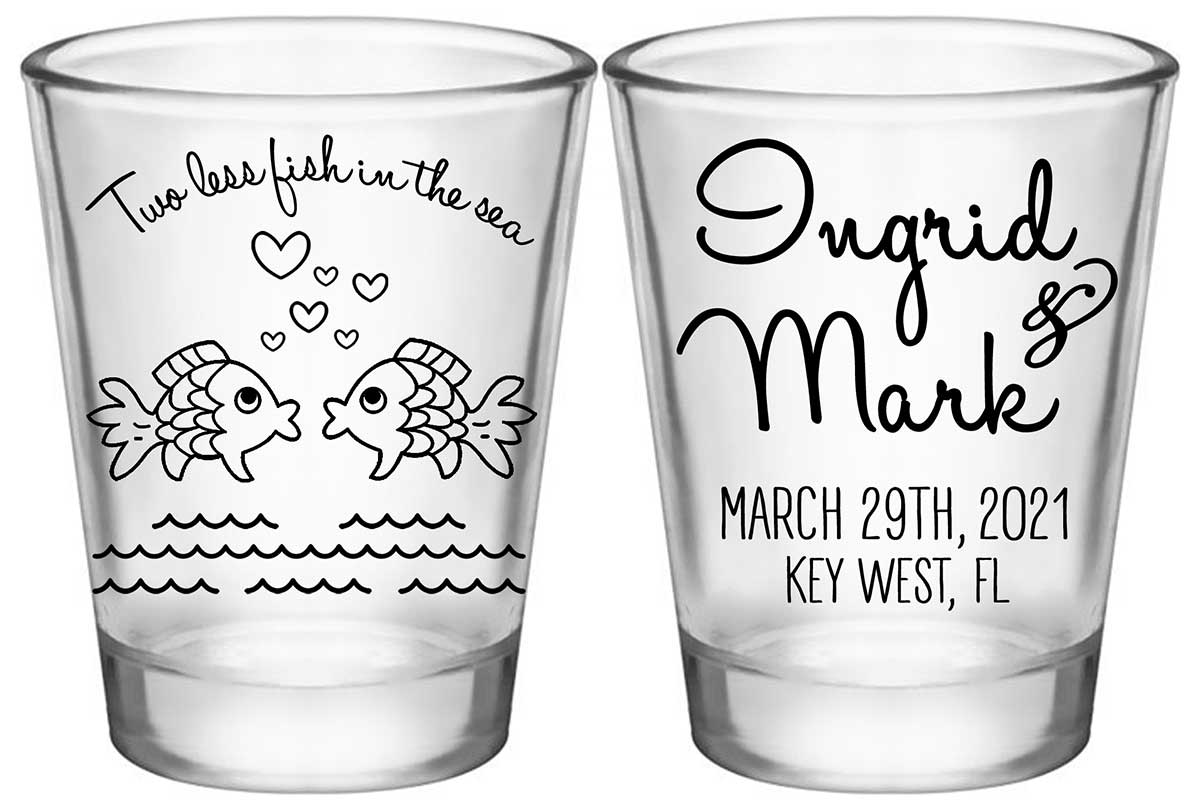 Two Less Fish In The Fish 1B2 Standard 1.75oz Clear Shot Glasses Nautical Wedding Gifts for Guests