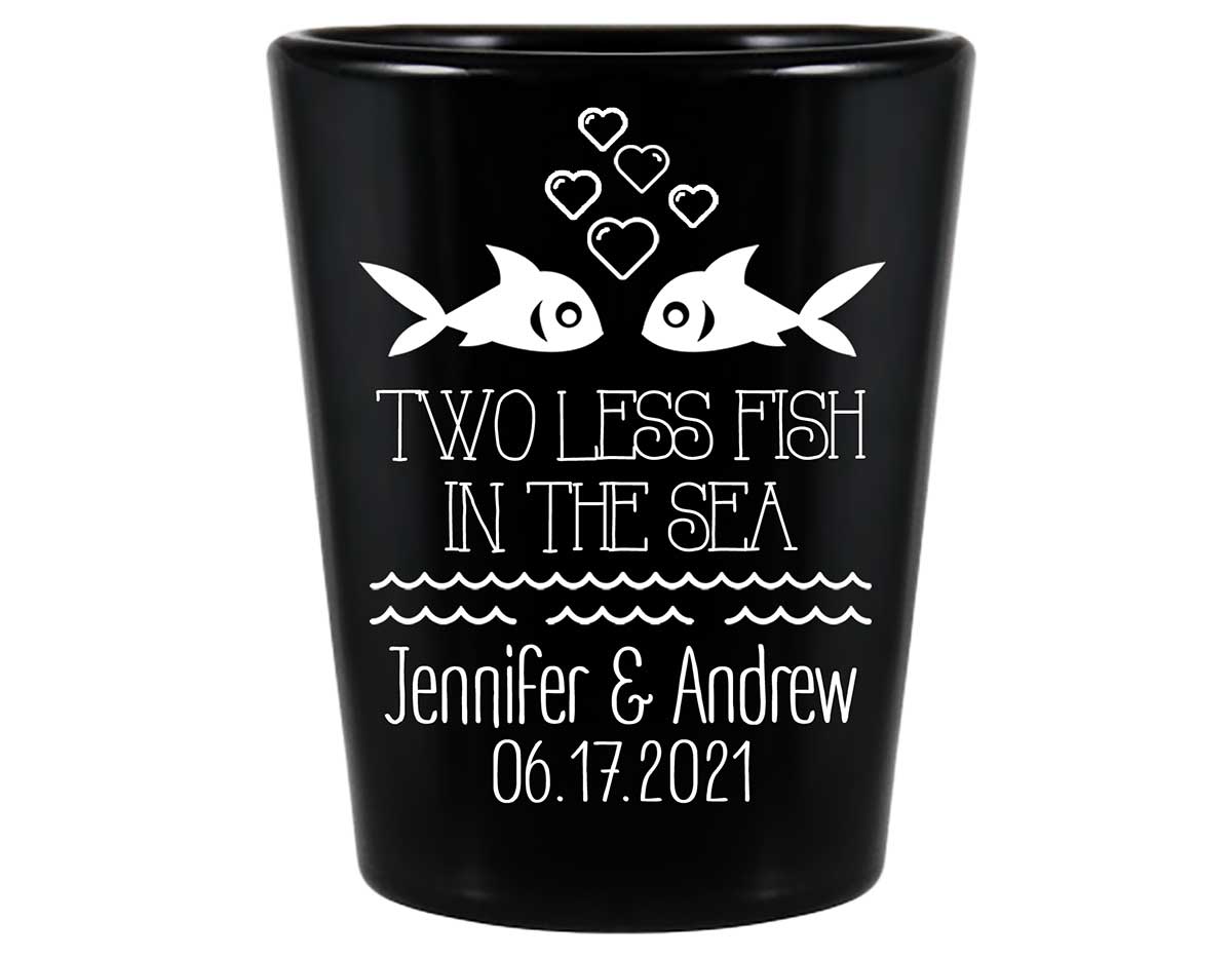 Two Less Fish In The Fish 2A Standard 1.5oz Black Shot Glasses Nautical Wedding Gifts for Guests