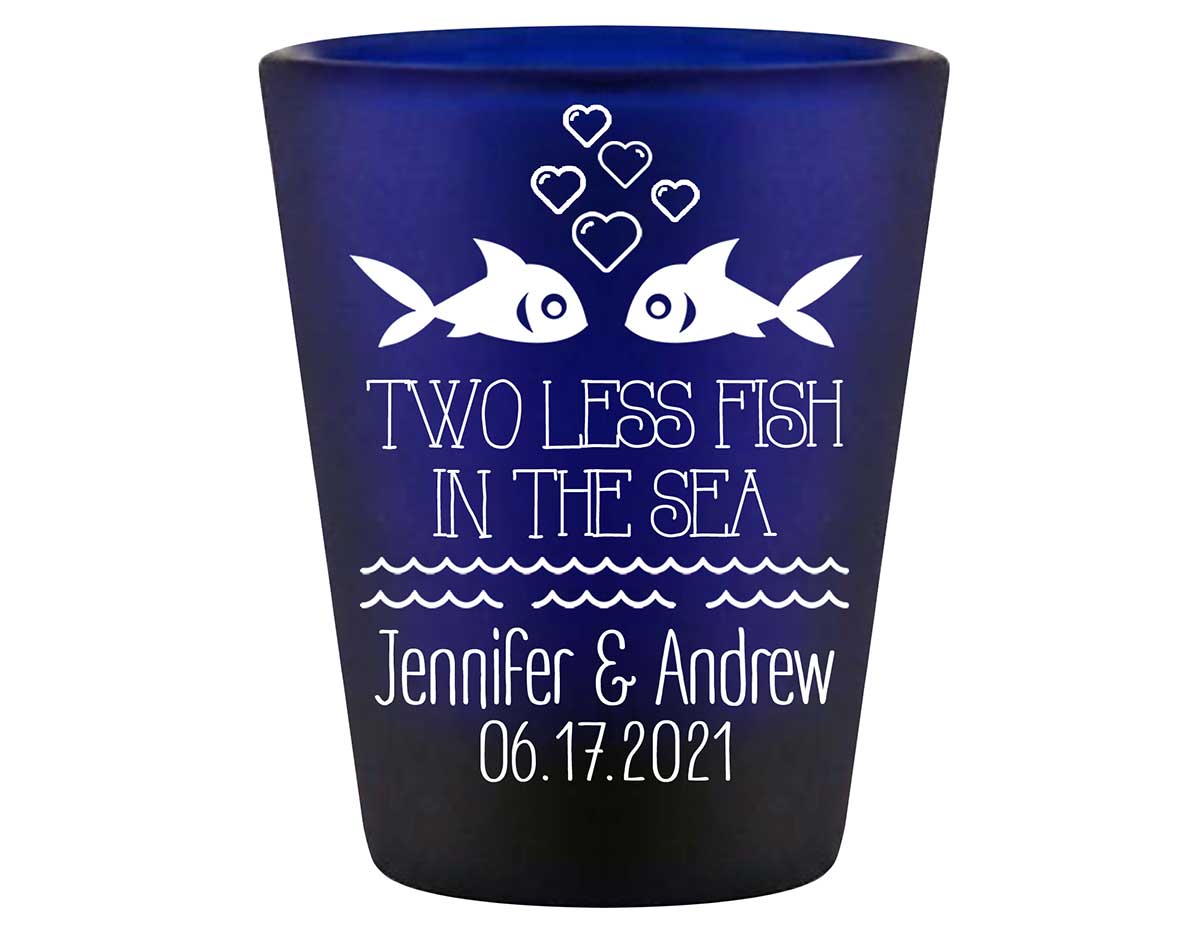 Two Less Fish In The Fish 2A Standard 1.5oz Blue Shot Glasses Nautical Wedding Gifts for Guests