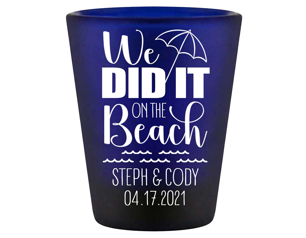We Did It On The Beach 1A Standard 1.5oz Blue Shot Glasses Summer Wedding Gifts for Guests