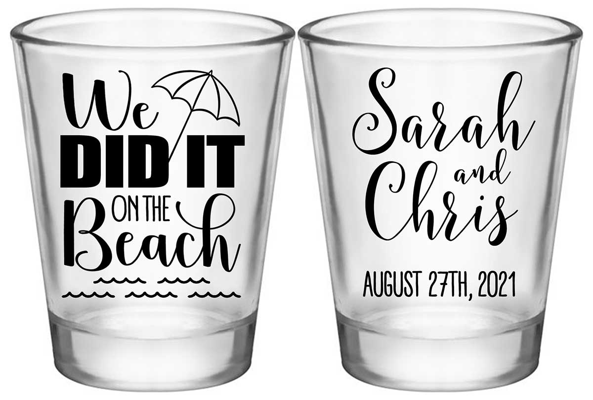 We Did It On The Beach 1B2 Standard 1.75oz Clear Shot Glasses Summer Wedding Gifts for Guests
