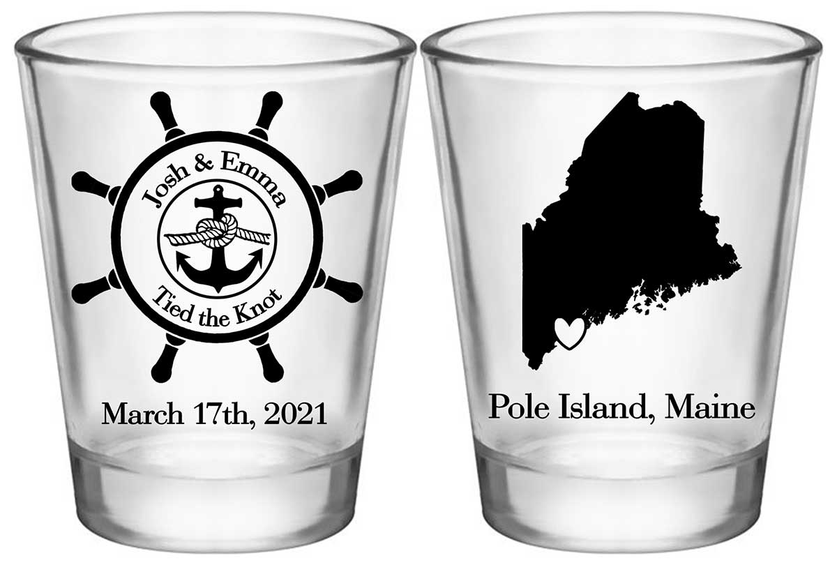 We Tied The Knot 1A2 Ship's Wheel Standard 1.75oz Clear Shot Glasses Nautical Wedding Gifts for Guests