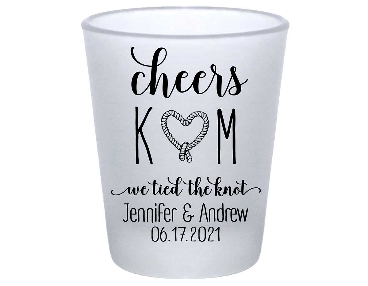 We Tied The Knot 2A Rope Heart Standard 1.75oz Frosted Shot Glasses Nautical Wedding Gifts for Guests
