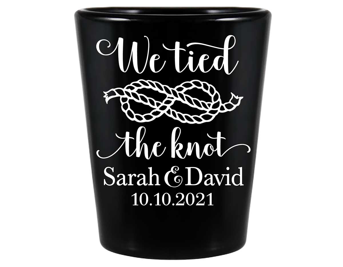 We Tied The Knot 3A Rope Knot Standard 1.5oz Black Shot Glasses Nautical Wedding Gifts for Guests