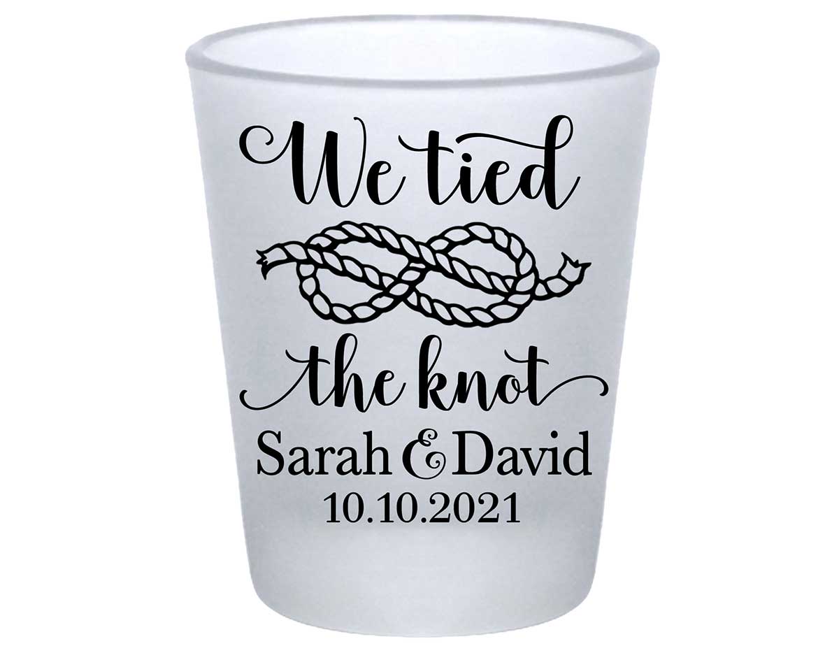 We Tied The Knot 3A Rope Knot Standard 1.75oz Frosted Shot Glasses Nautical Wedding Gifts for Guests