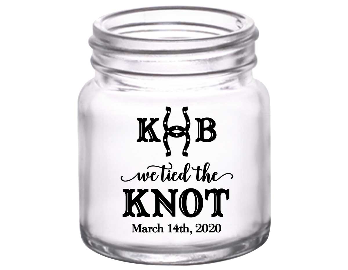 We Tied The Knot 4A Horse Shoe 2oz Mini Mason Shot Glasses Country Wedding Gifts for Guests