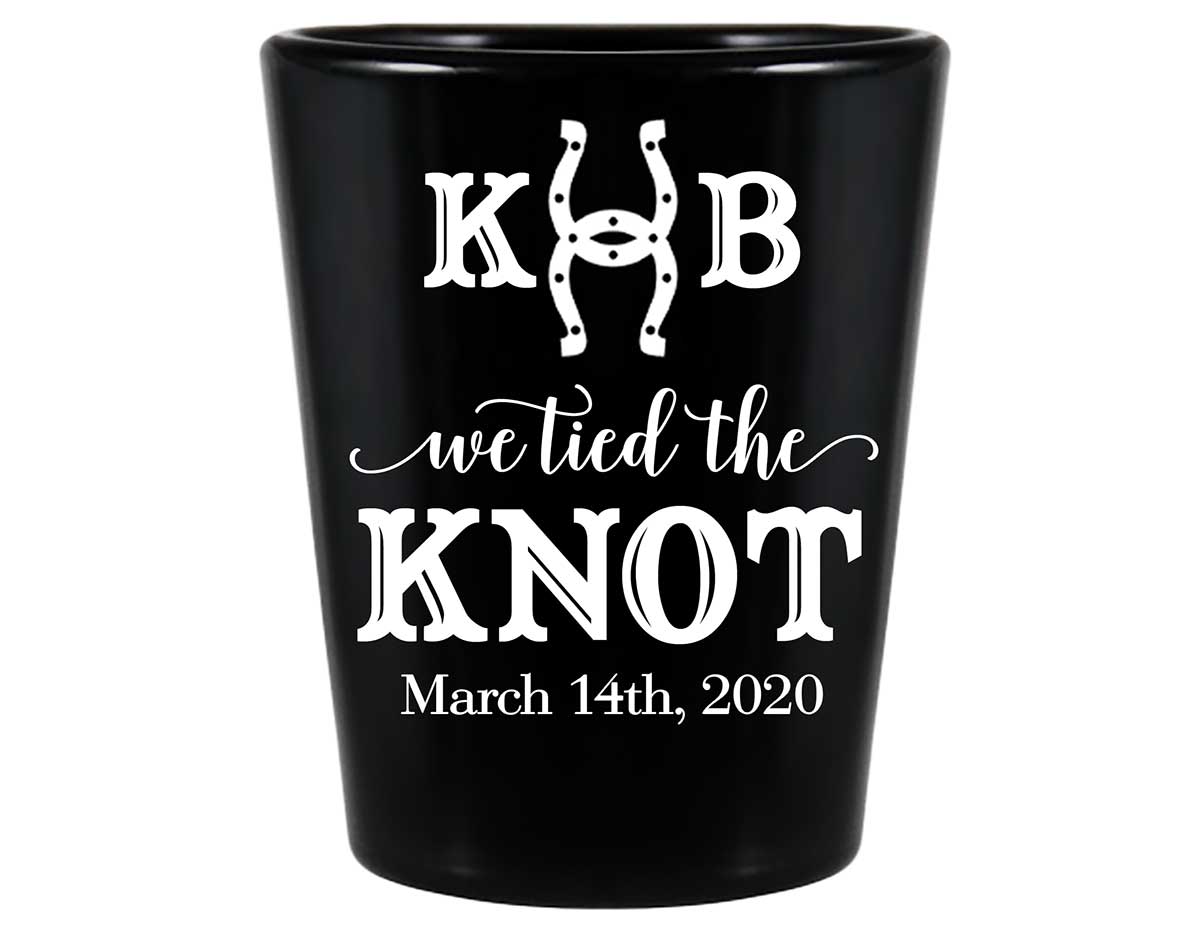 We Tied The Knot 4A Horse Shoe Standard 1.5oz Black Shot Glasses Country Wedding Gifts for Guests