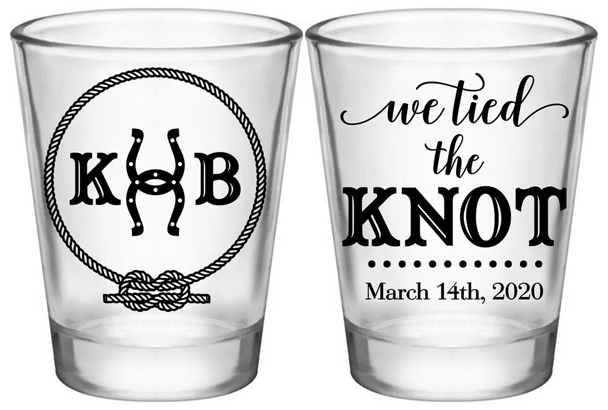 We Tied The Knot 4A2 Horse Shoe Standard 1.75oz Clear Shot Glasses Country Wedding Gifts for Guests